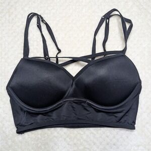 Victoria's Secret PINK Strappy Longline Bra Black Push Up Padded Size S/P